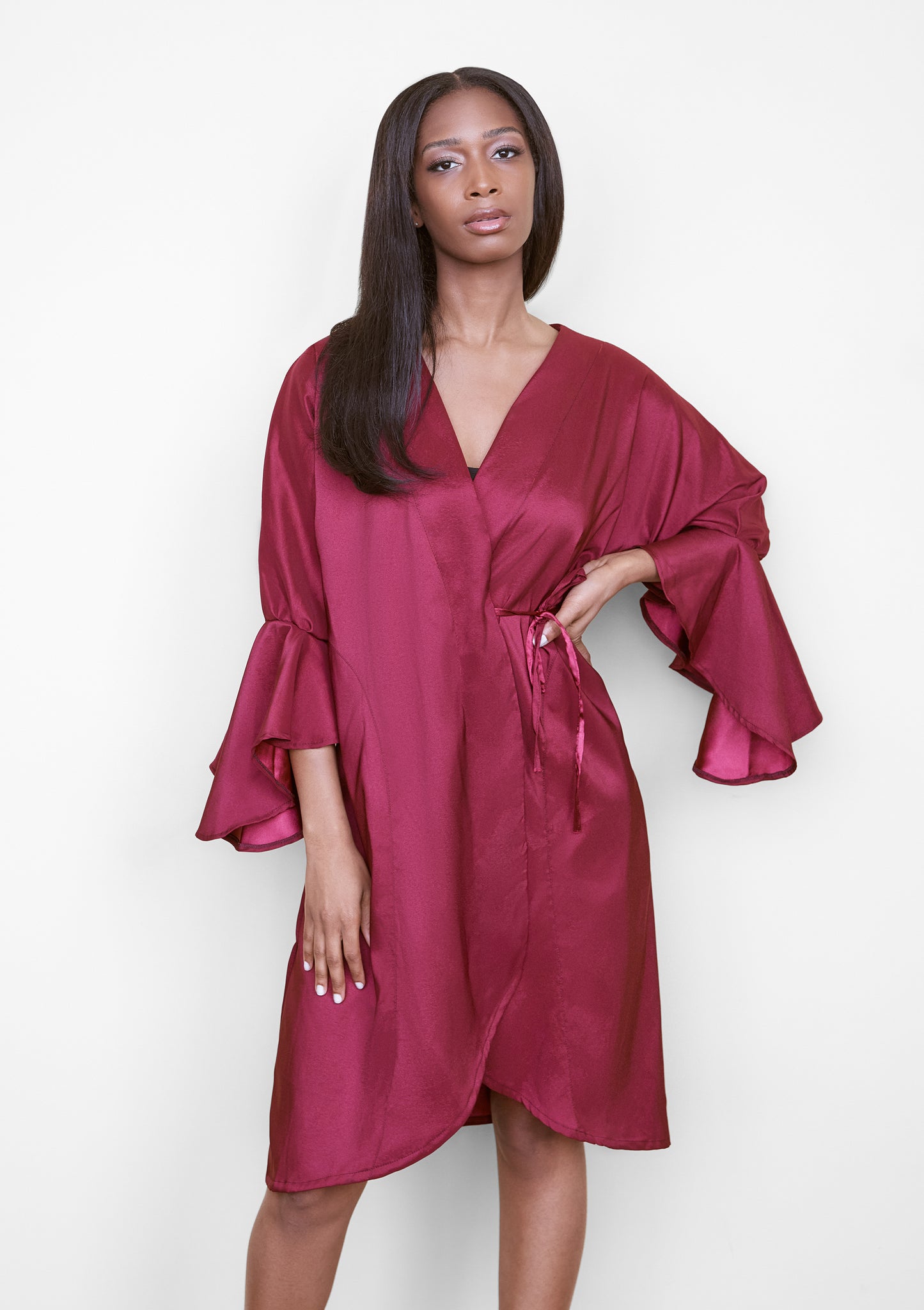 The Regimen Robe in Maroon - Satin