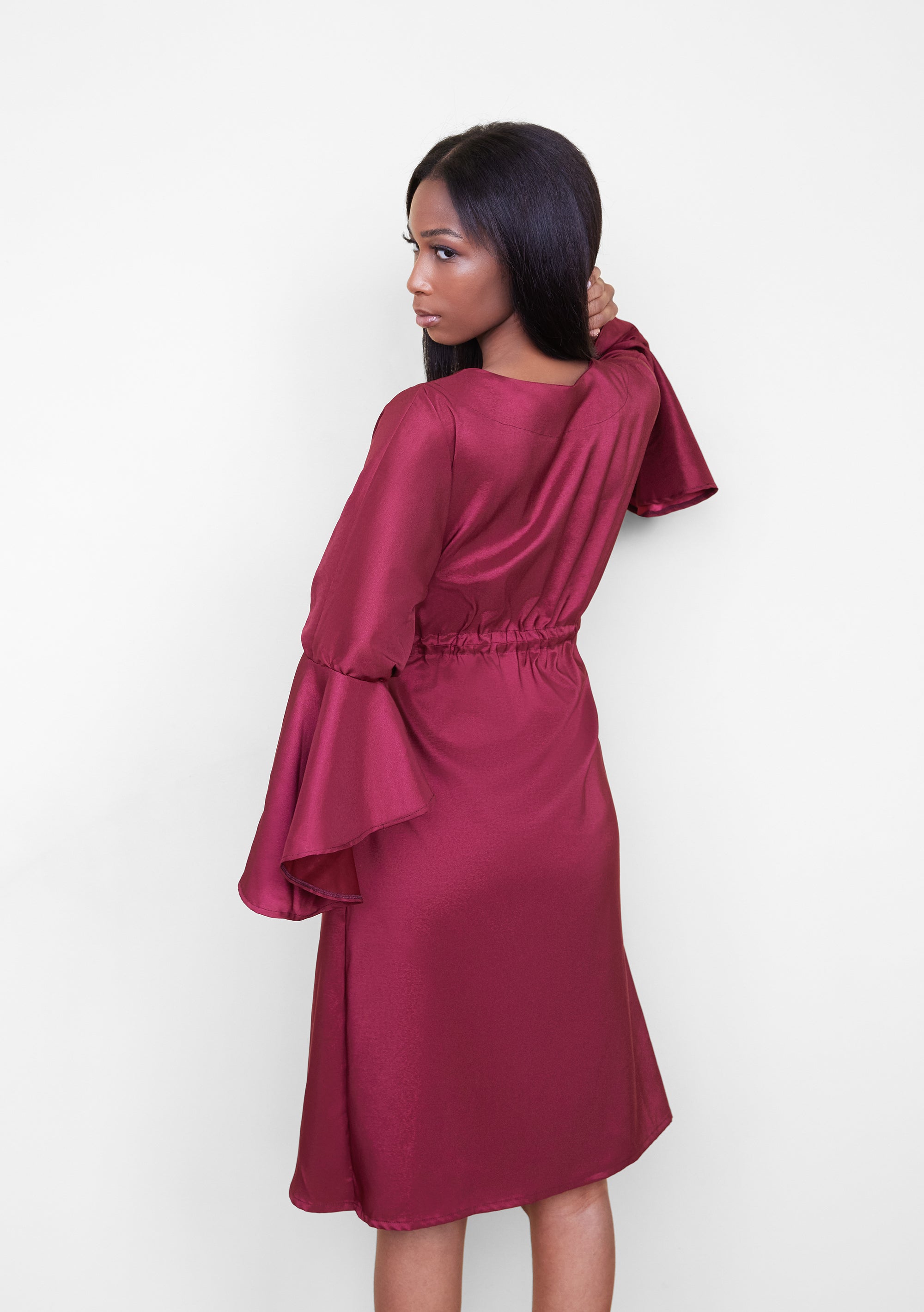 The Regimen Robe in Maroon Satin