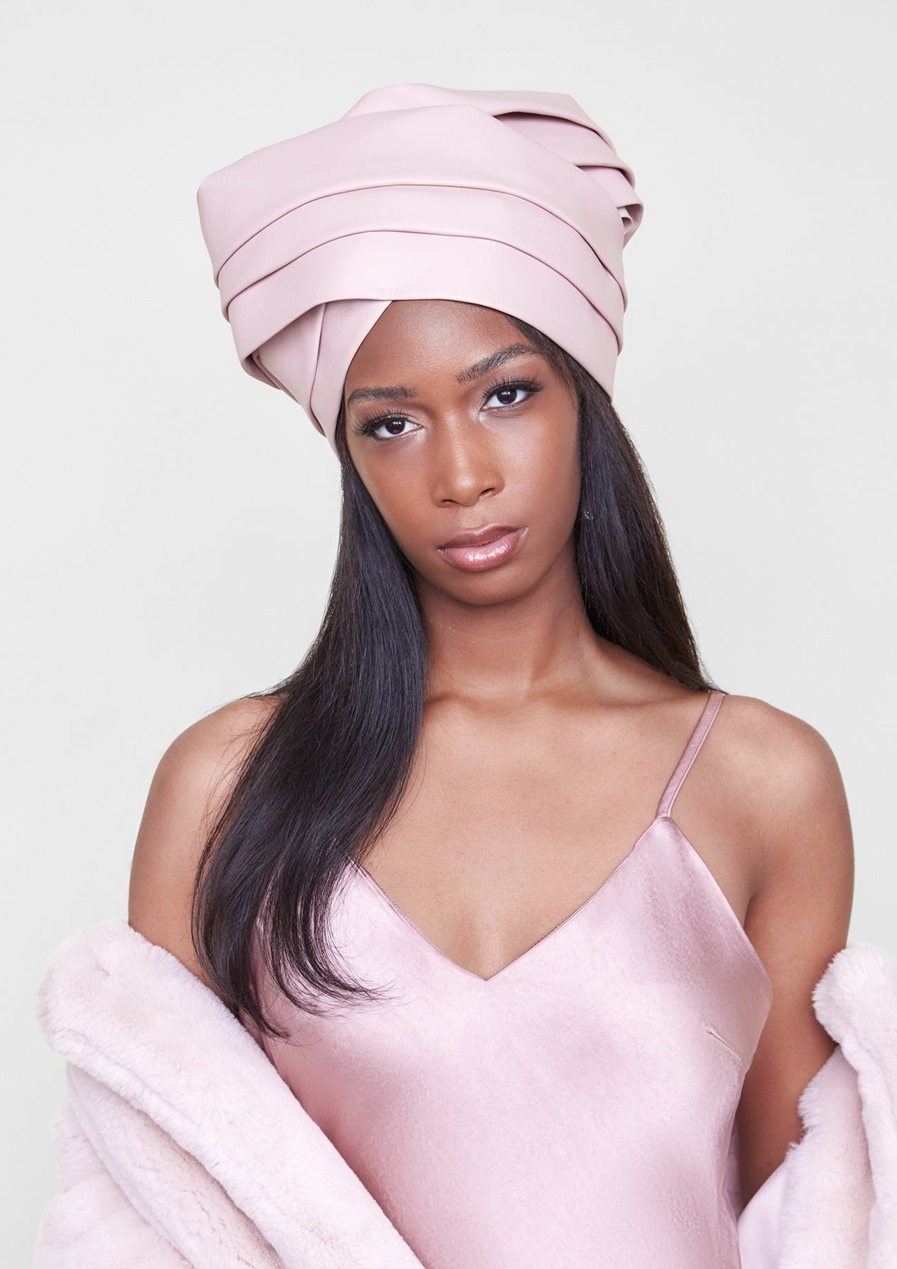 Pink Wrapped Crown - Faux Leather Turban