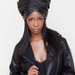 Black Wrapped Crown - Faux Leather Turban