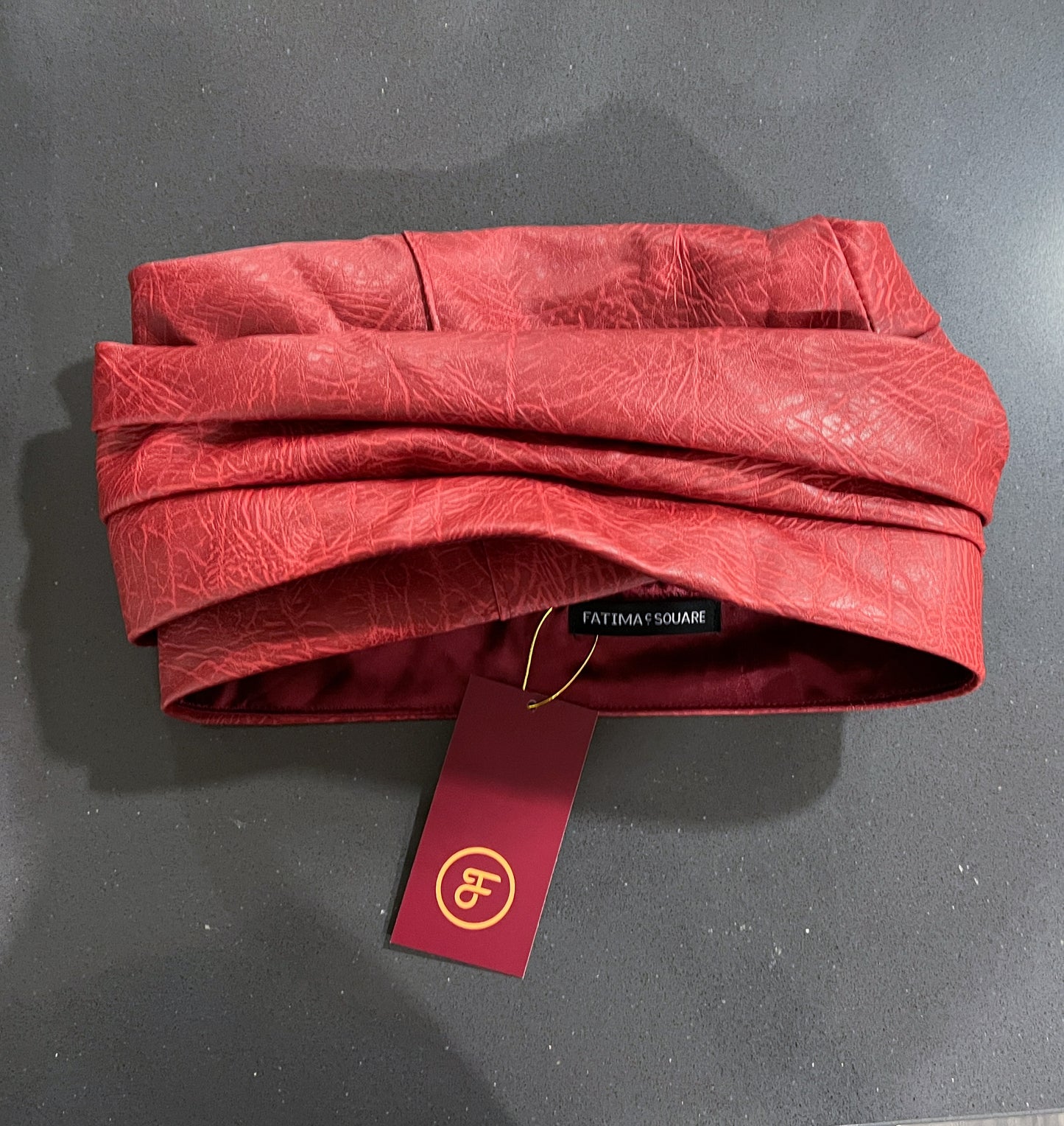 Red Wrapped Crown - Faux Leather Turban