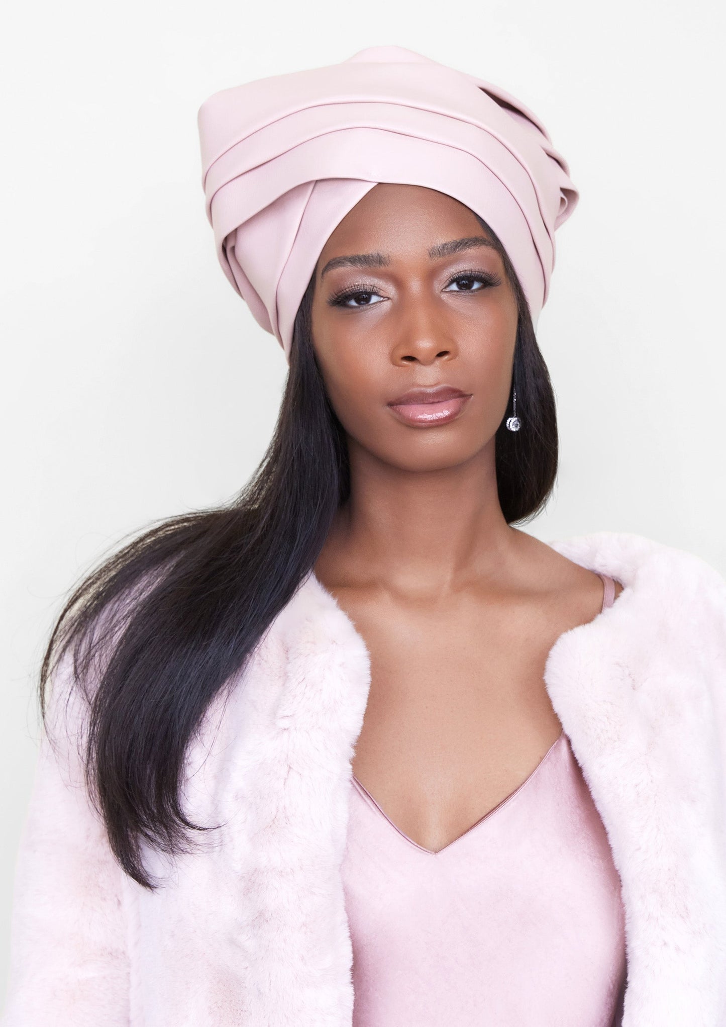 Pink Wrapped Crown - Faux Leather Turban